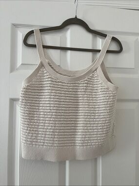 Abercrombie & Fitch Cream Open-Knit Tank Top